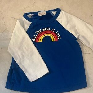 3 for $10- Hanna Andersson Blue and White Long Sleeve Tee with Rainbow Design